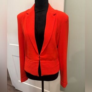 revolve Greylin Pleat Blazer in Tomato hook and eye front closure pockets